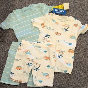 Carter's Aqua and Cream Pajama Set with Tropical Print
